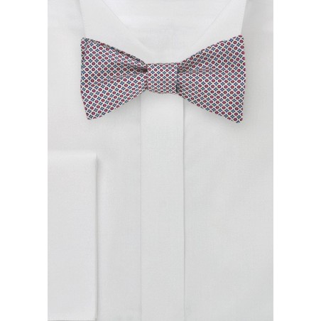 Geometric Print Bow Tie in Blue and Red