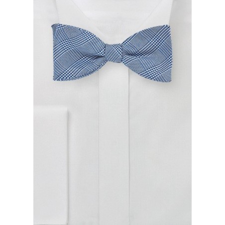 Glen Check Silk Bow Tie in Blue