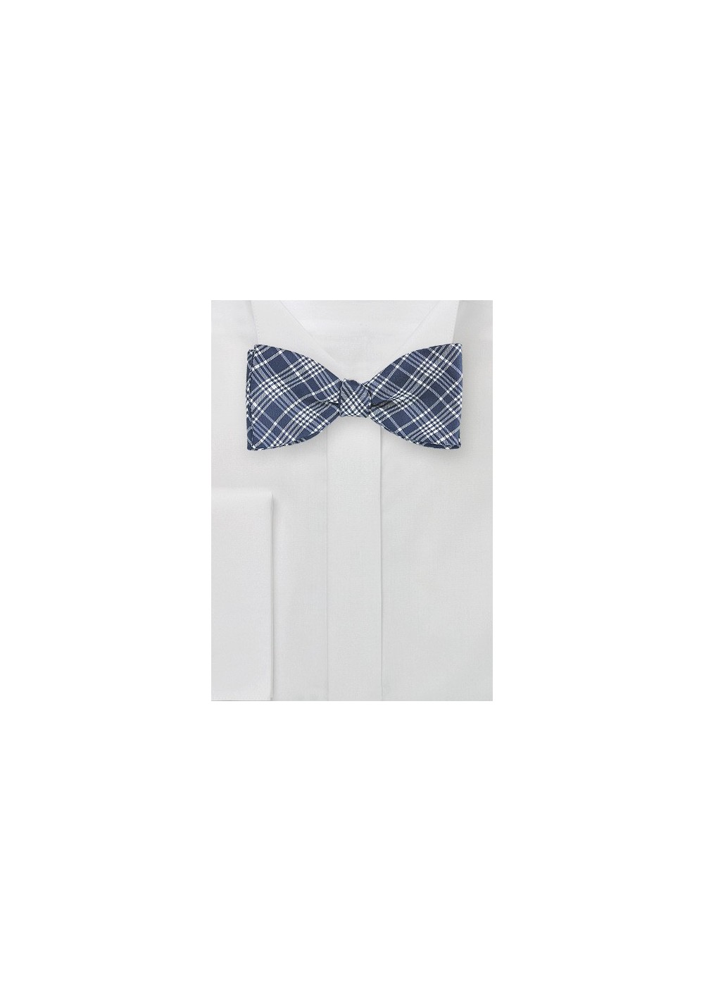 Navy and Silver Check Bow Tie