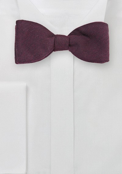 Solid Burgundy Bow Tie in Wool