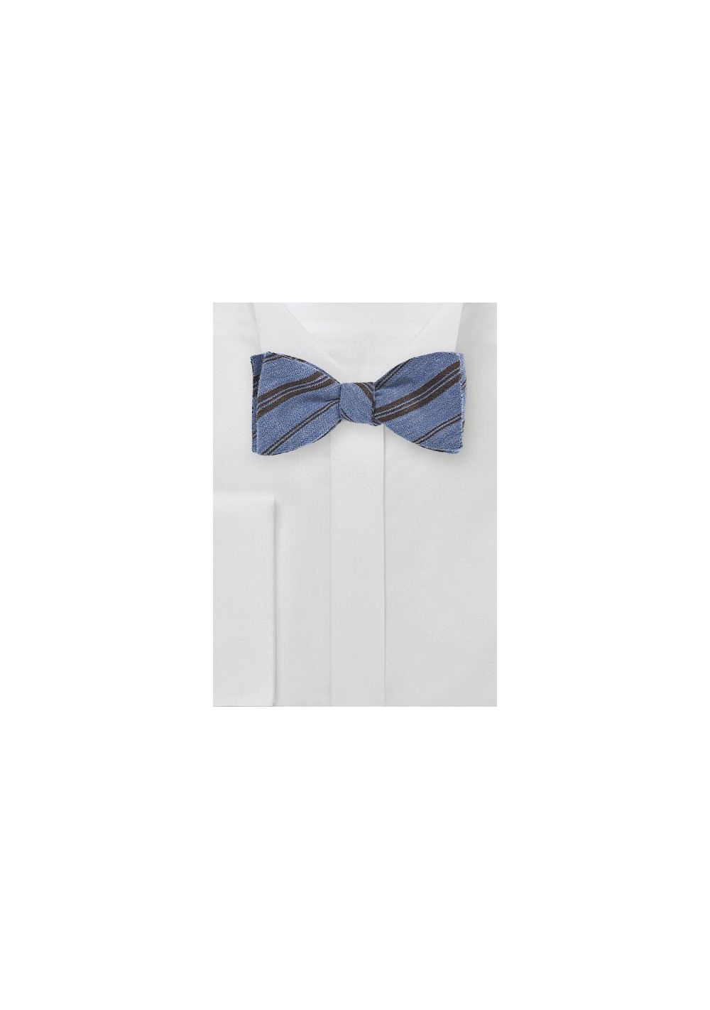 Striped Wool Bow Tie in Blue and Brown