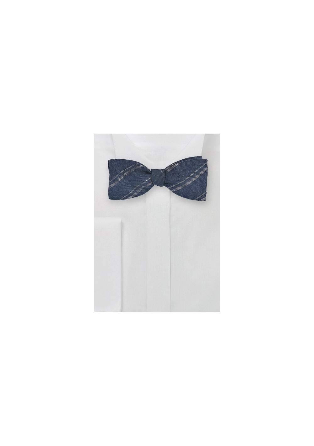 Elegant Linen Bow Tie in Navy and Gray
