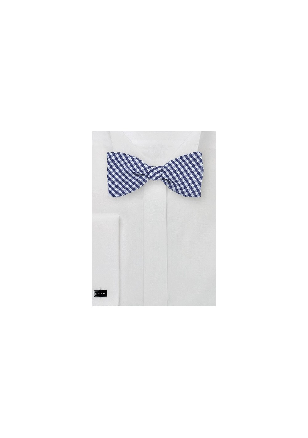 Navy and White Gingham Bow Tie
