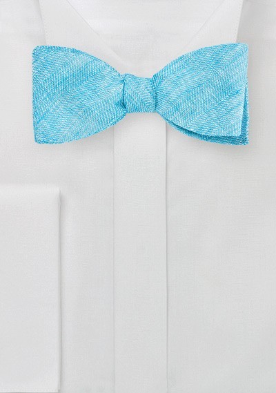 Turquoise Linen Bow Tie