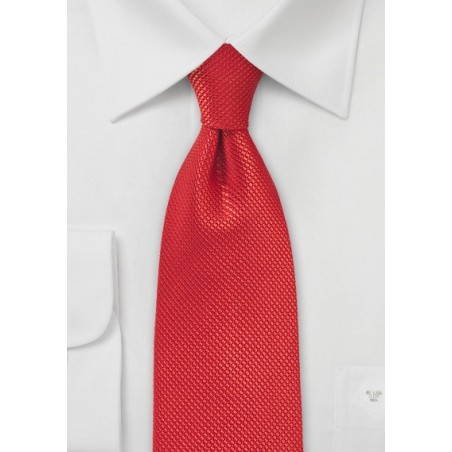 Bright Red Textured Silk Tie in XL