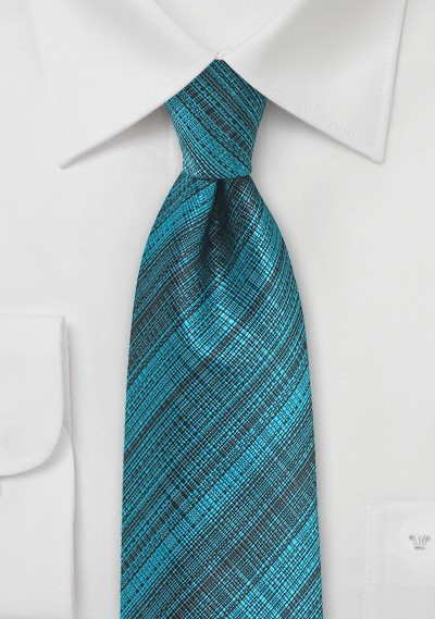 Textured Designer Tie in Aqua and Black