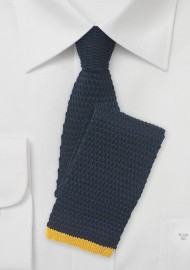 Navy and Yellow Knitted Necktie