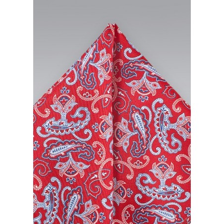 Summer Silk Pocket Square in Red and Blue