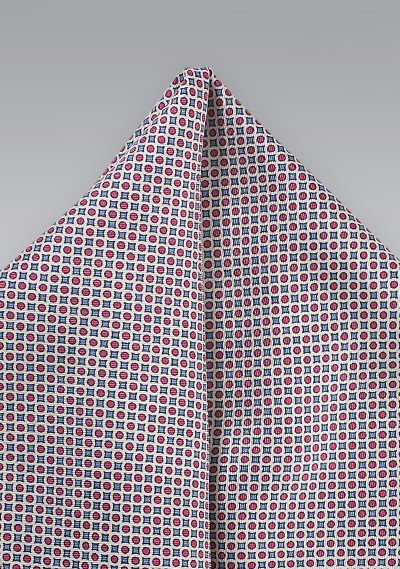 Blue and Red Graphic Print Pocket Square