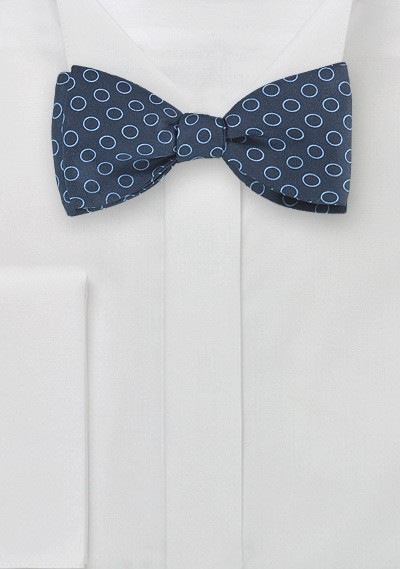 Dot Print Bow Tie in Navy and Light Blue