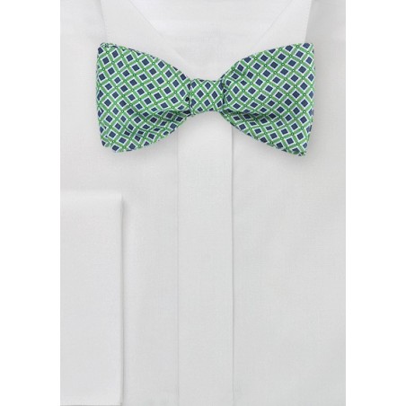 Vintage Check Bow Tie in Blue, Green, White