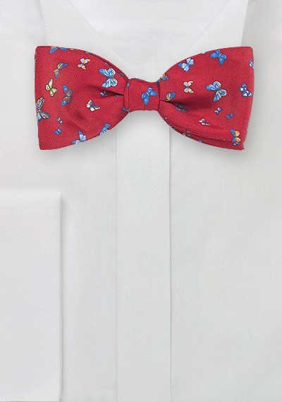 Red Bow Tie with Butterflies