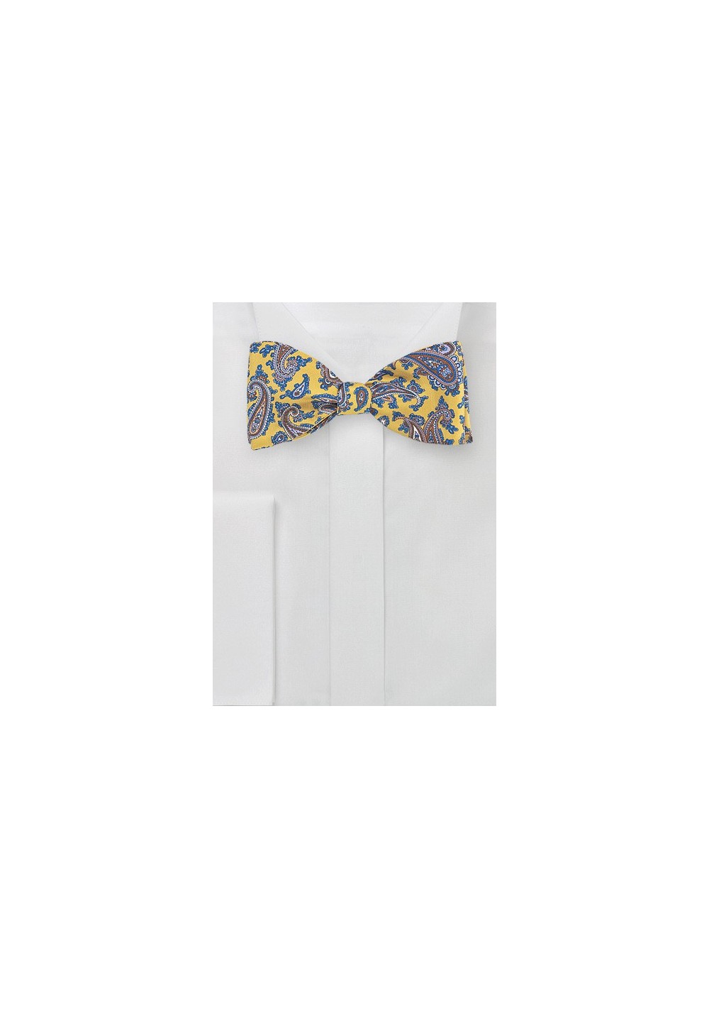 Yellow and Blue Paisley Bow Tie