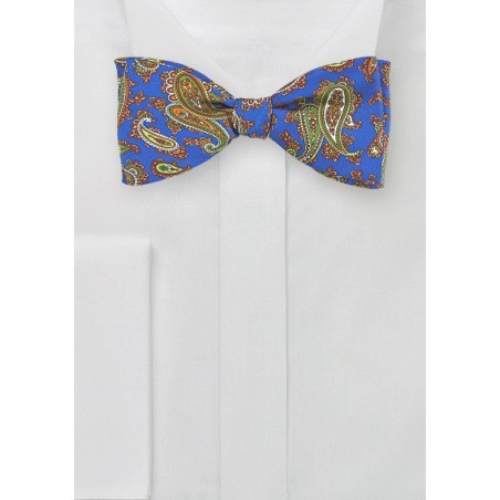 French Paisley Bow Tie in Blue and Green