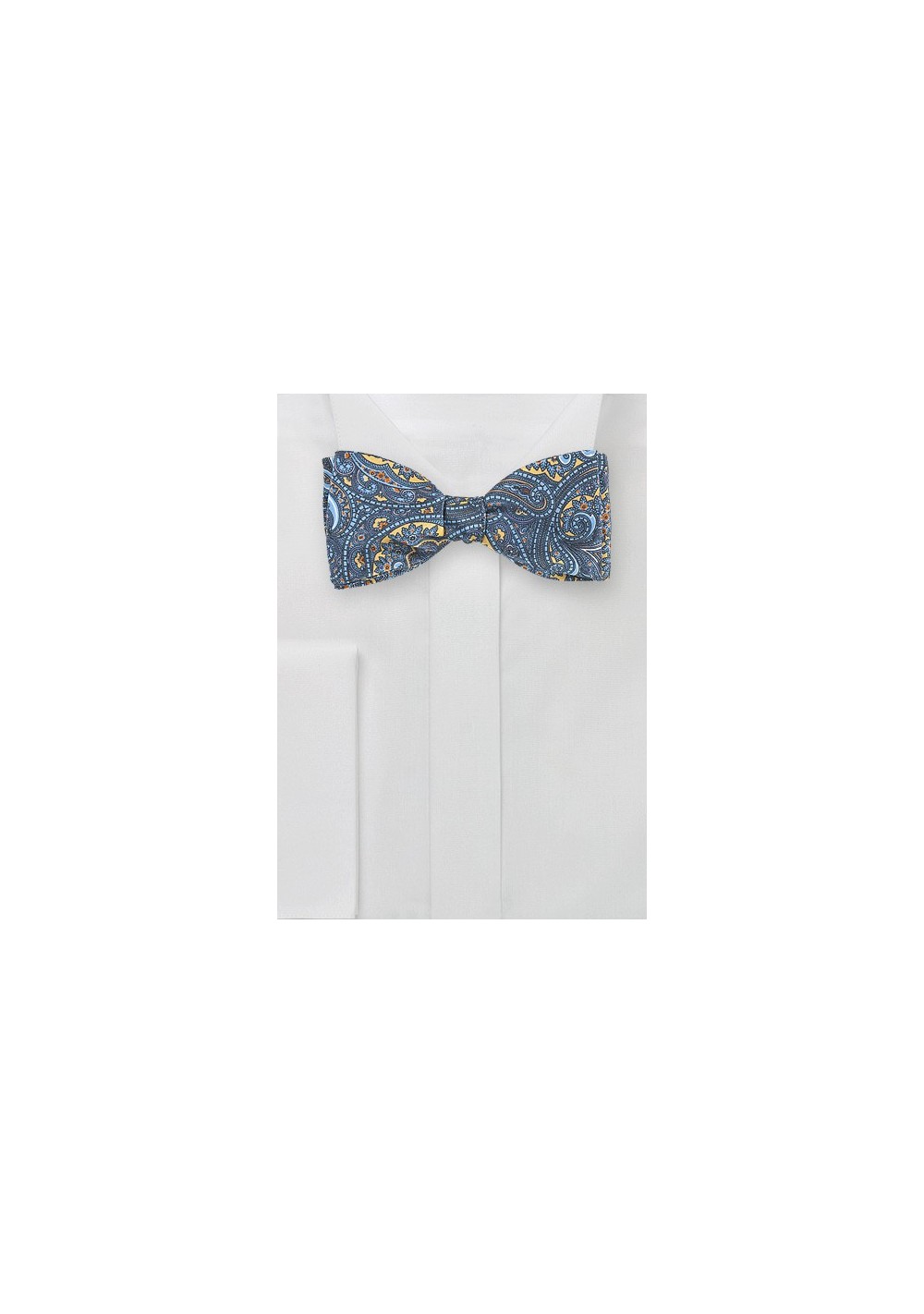 Moroccan Paisley Bow Tie in Yellow and Blue