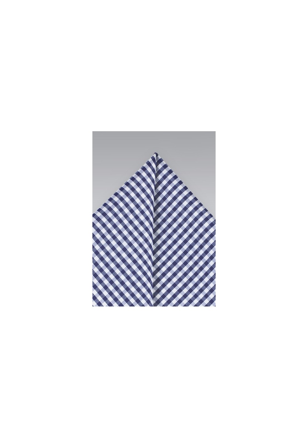 Cotton Gingham Pocket Square in Navy