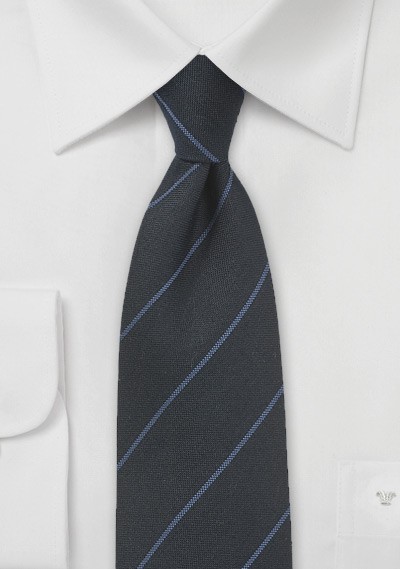Wool Pencil Stripe Tie in Black and Blue
