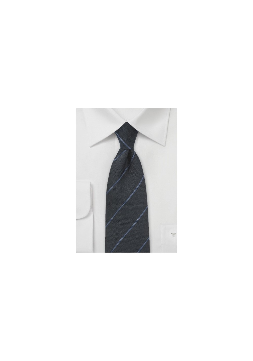 Wool Pencil Stripe Tie in Black and Blue