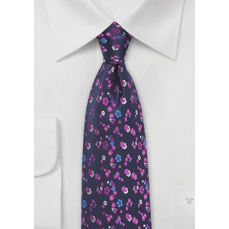 Floral Silk Tie in Purple