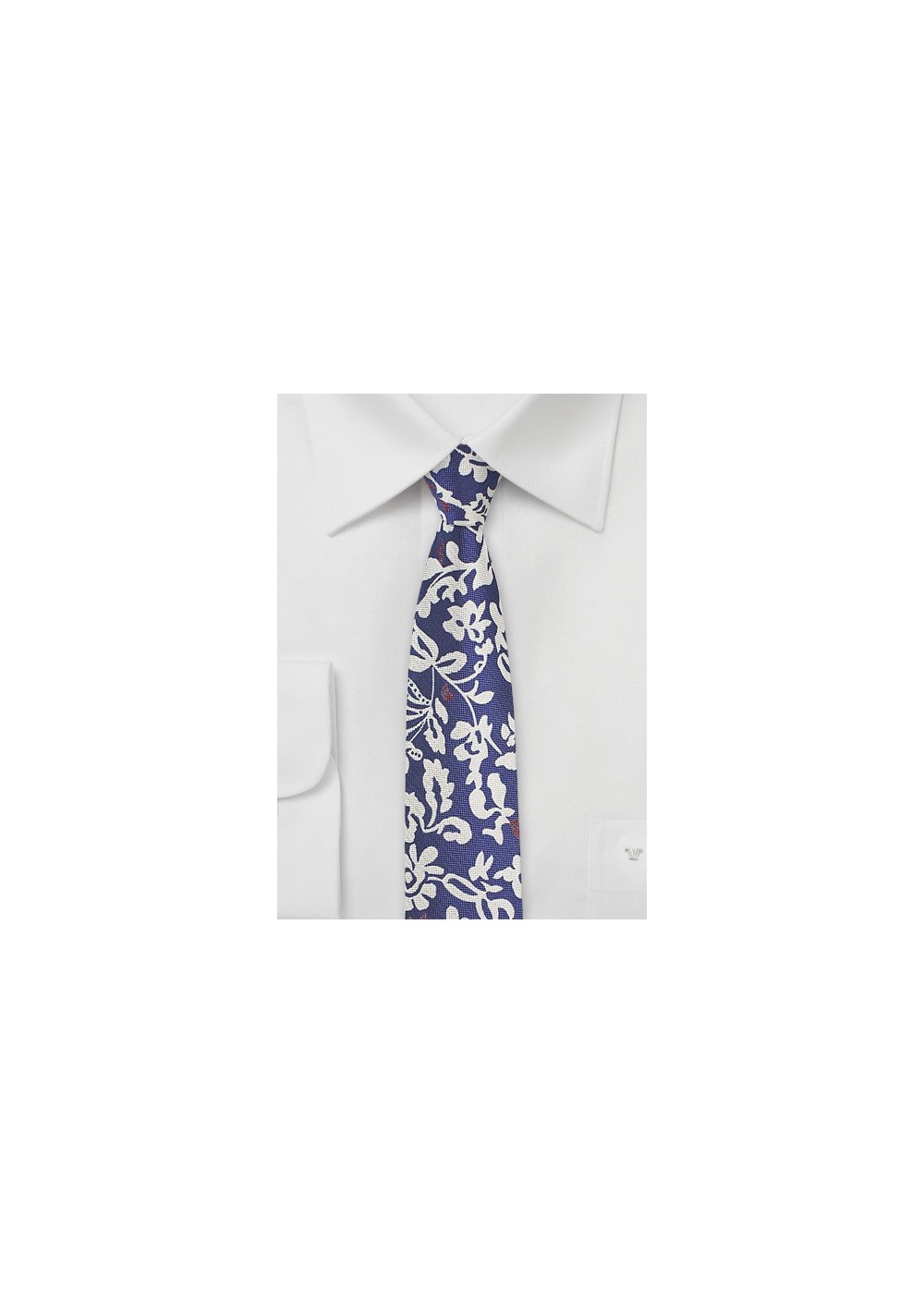 Trendy Floral Skinny Tie in Silk