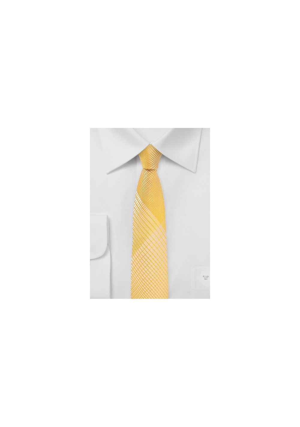 Mimosa Yellow Skinny Tie with Trendy Plaid