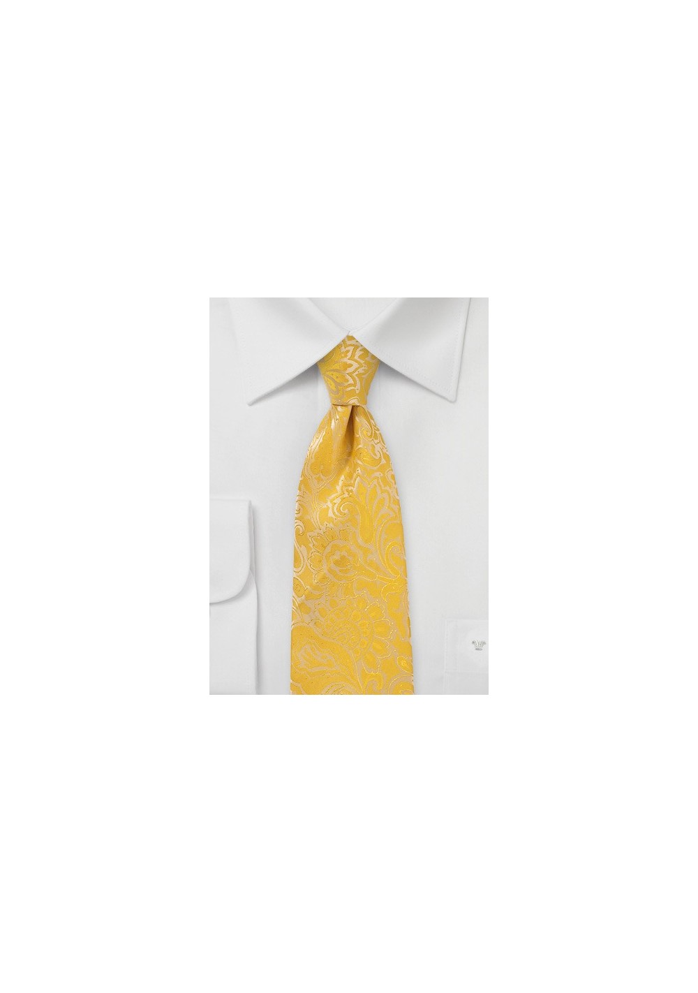XL Length Paisley Tie in Lemon Yellow