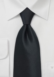Textured Black Silk Tie in XL Length