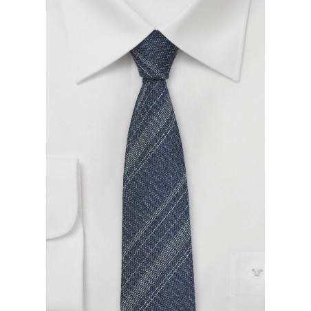 Denim Silk Necktie with Stripes