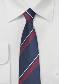 Fun Striped Tie in Blue and Cherry Red