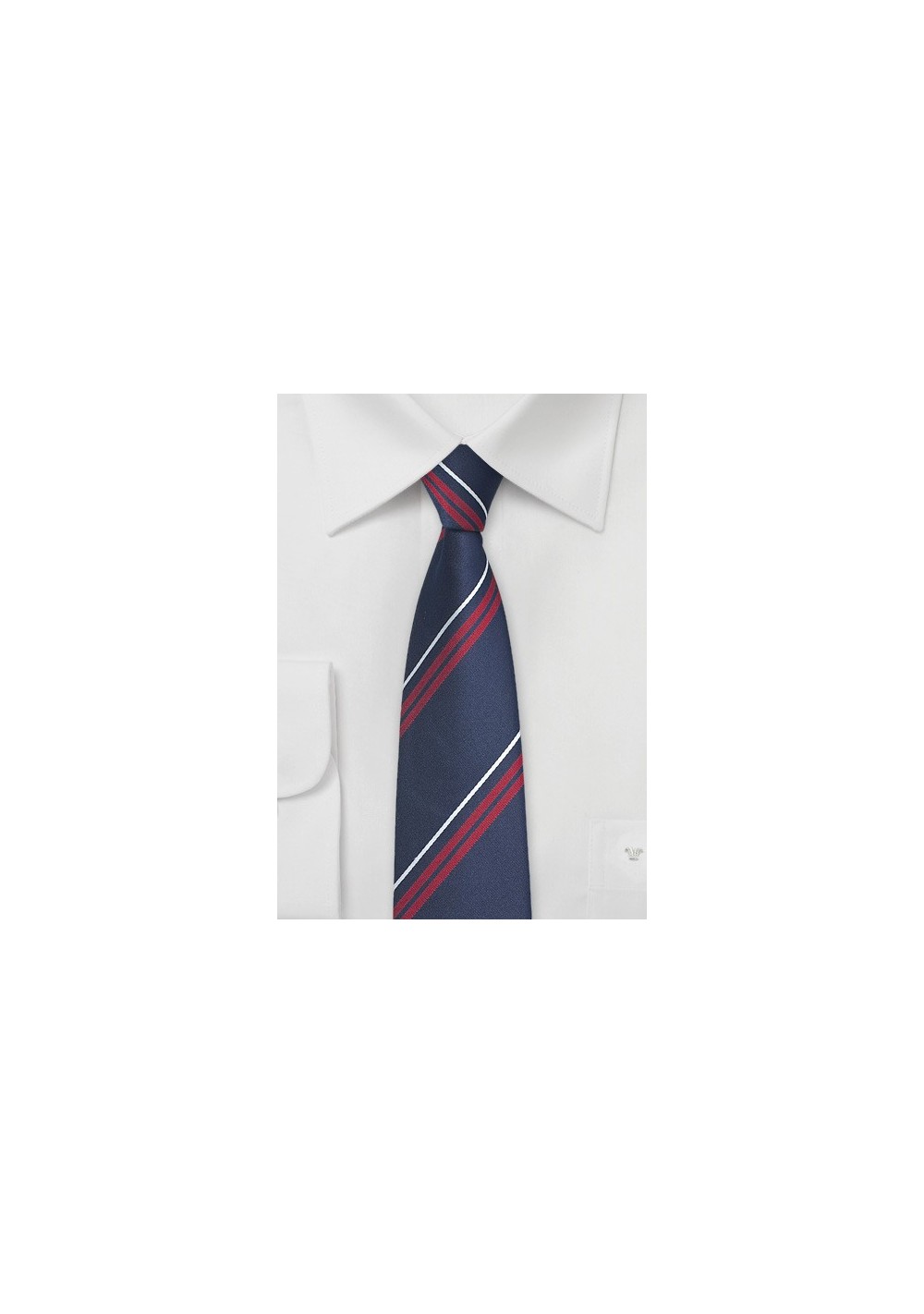 Fun Striped Tie in Blue and Cherry Red