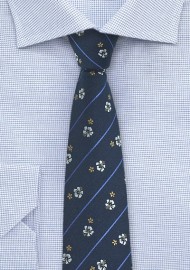 Pencil Striped Tie with Floral Print