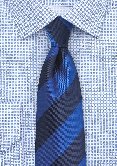 Bold Blue Repp Striped Tie