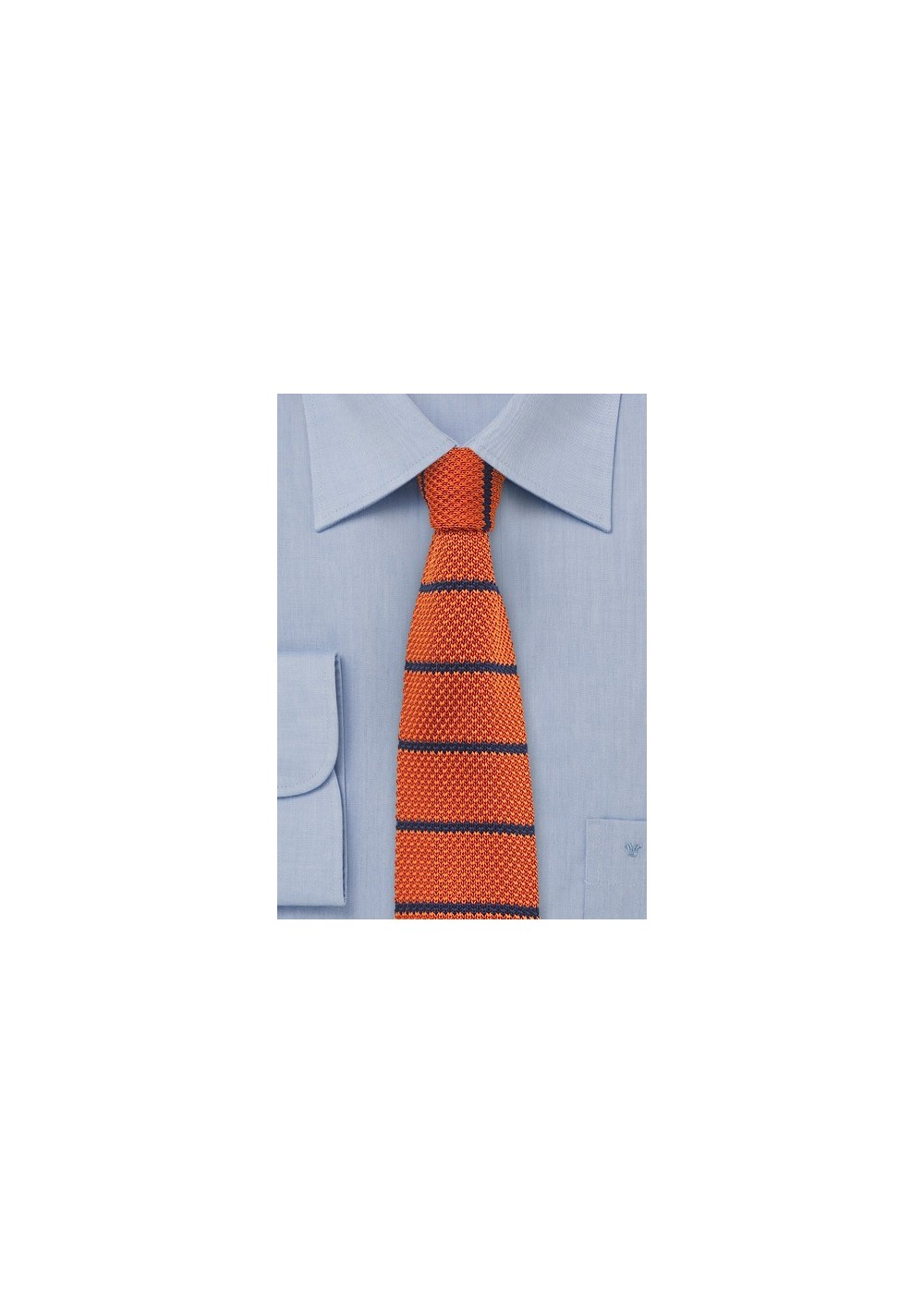Tangerine and Blue Striped Knit Tie