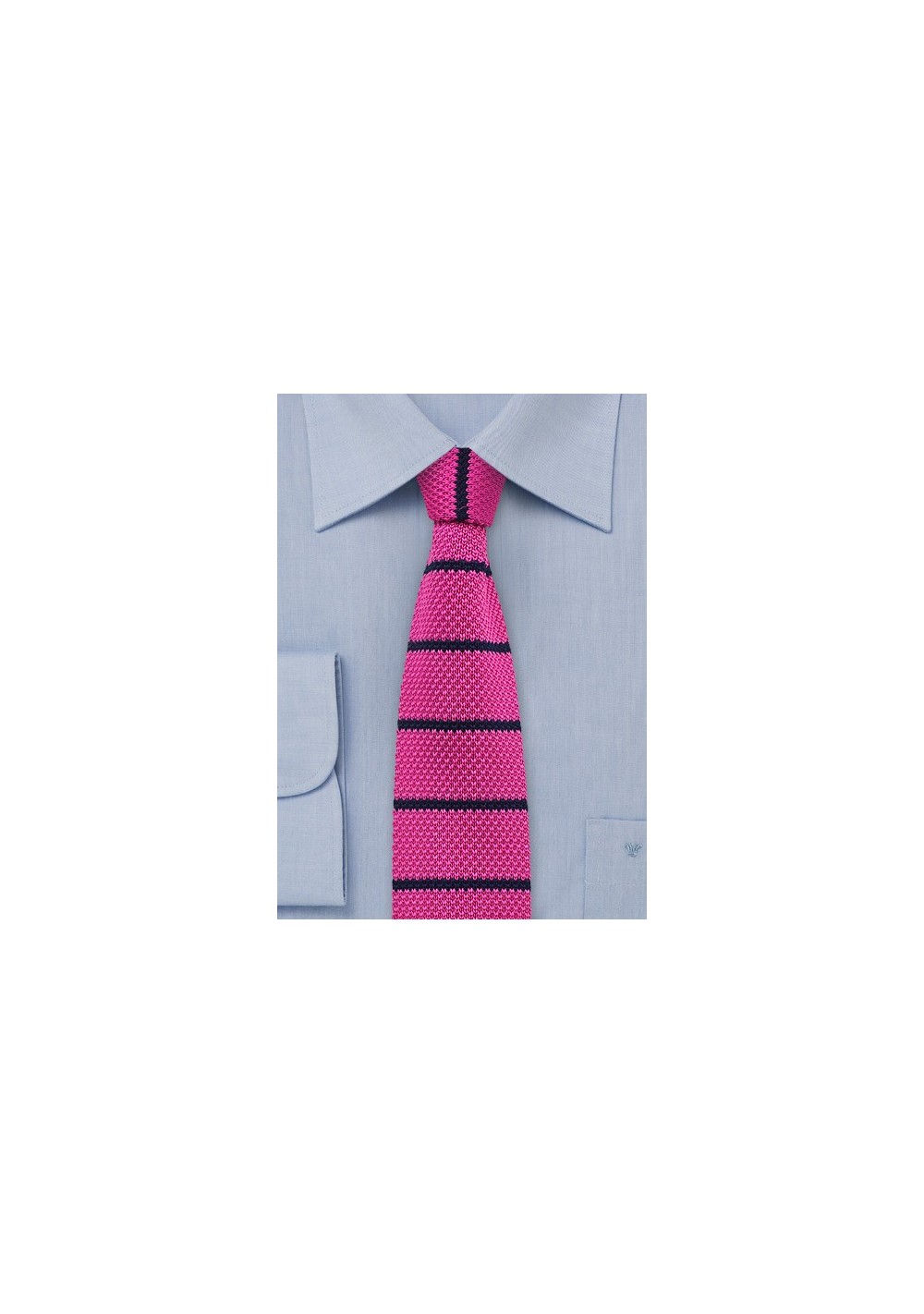 Hot Pink and Navy Striped Knit Tie