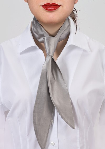Silver Silk Womens Necktie