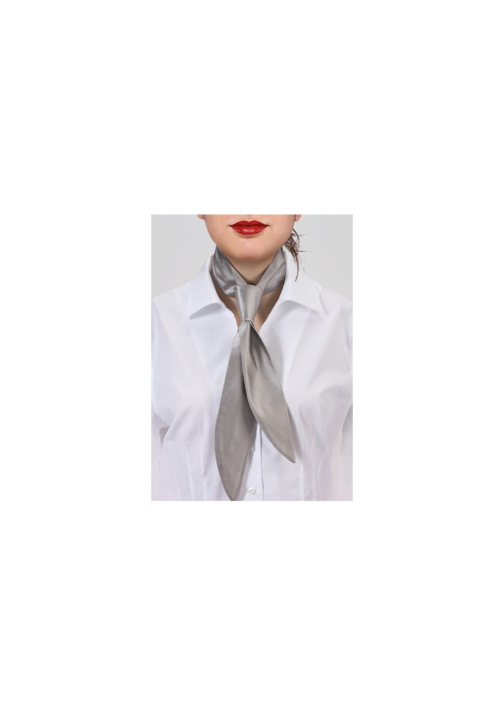 Silver Silk Womens Necktie
