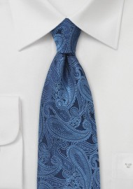 Silk Paisley Tie in Sapphire Blue