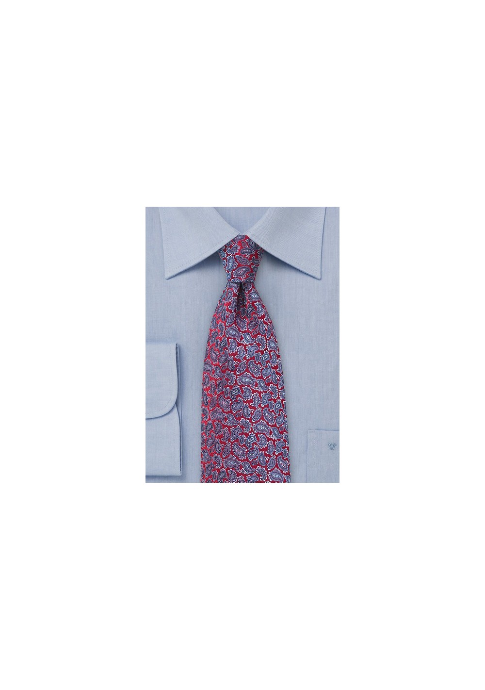 Red Silk Tie with Lavender Paisleys