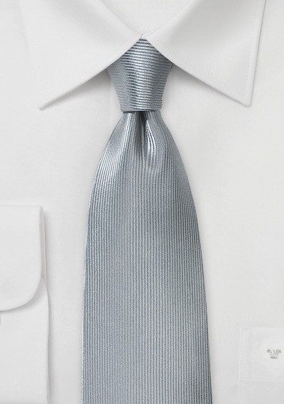 Corduroy Silk Tie in Metallic Silver