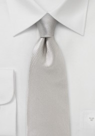 Platinum Silk Tie with Vertical Ribbs