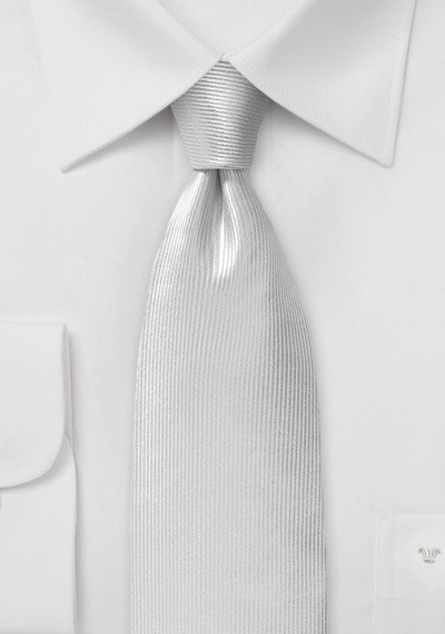 White Ribb Textured Silk Necktie