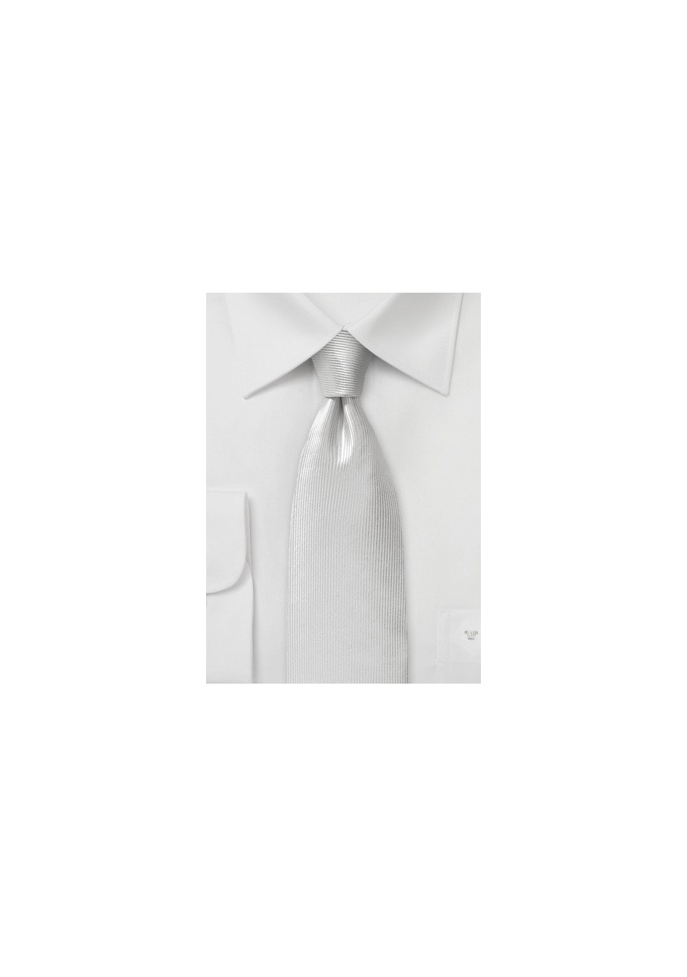 White Ribb Textured Silk Necktie