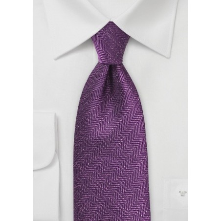 Wineberry Purple Tie with Herringbone Pattern
