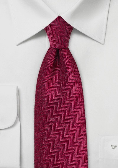 Herringbone Tie in Garnet Red