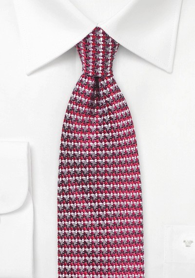 Retro Weave Tie in Red and Gray