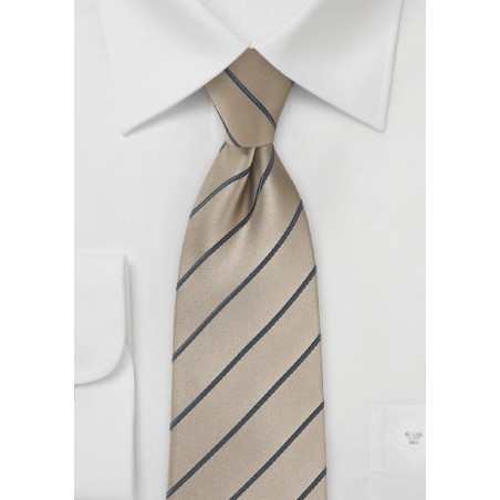 Latte Necktie with Taupe Stripes in XL