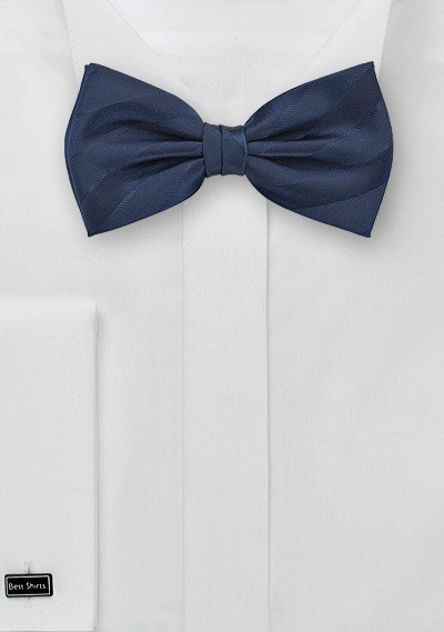 Midnight Blue Bow Tie with Stripes