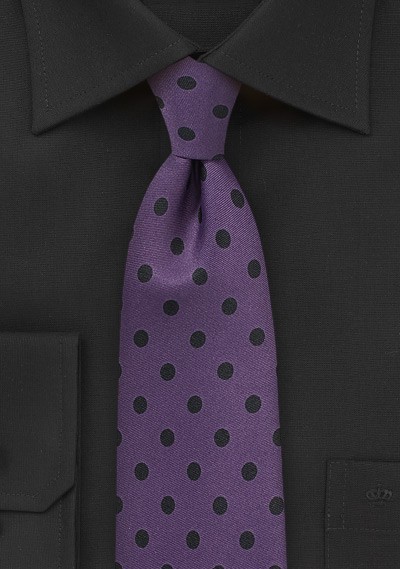 Grape Purple and Black Polka Dot Tie