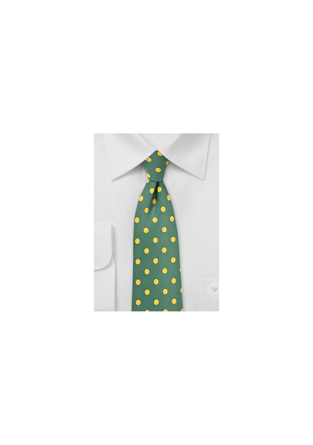 Green Necktie with Bright Yellow Polka Dots