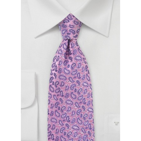 Paisley Silk Tie in Pink and Purple